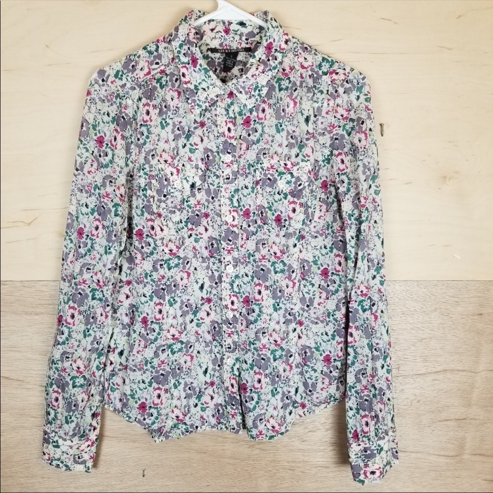 Lucky Brand Floral Button Down Blouse